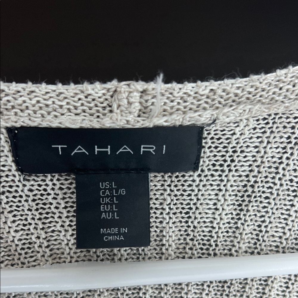 Tahari Light Gray Open-Front Cardigan - Picture 3 of 4